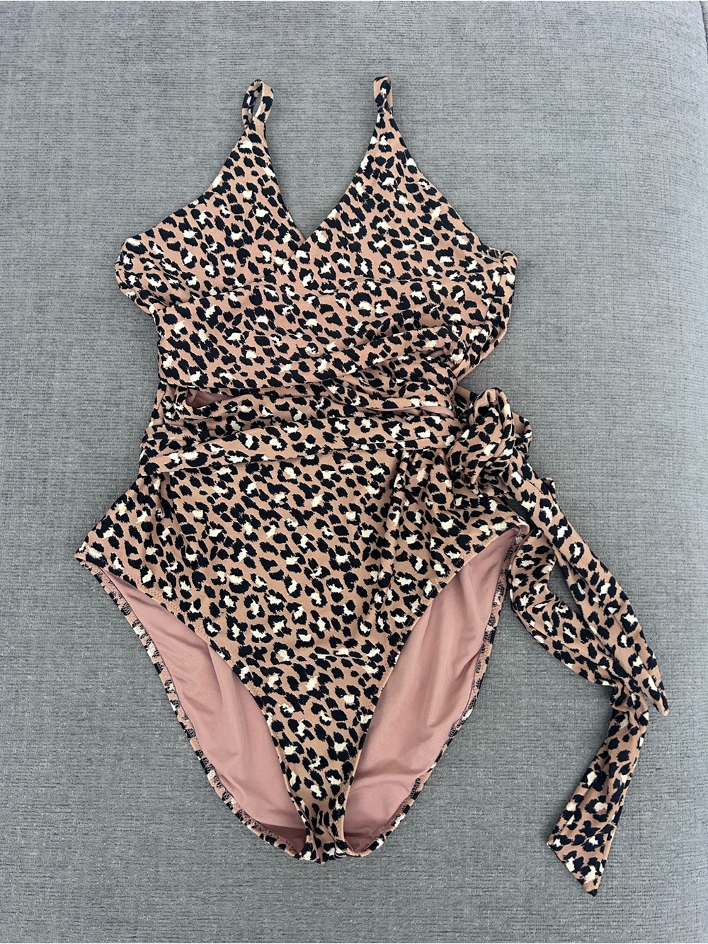 aerie Leopard Print One-Piece Swimsuit in Tan and Black